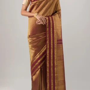 Pure kanchipuram partly silk saree light green and purple with zari woven buttas and zari woven border